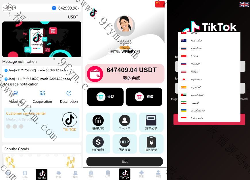 25年全新精品源码【海外多语言抢单商城】最新tiktok多语言海外刷单/抢单系统/订单自动匹配系统/连单卡单/海外源码