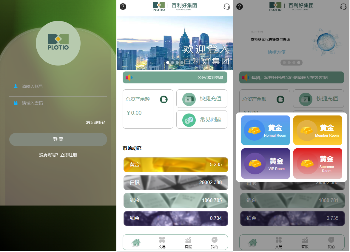 二次开发/全新定制微盘系统/贵金属期货微交易系统/房间玩法