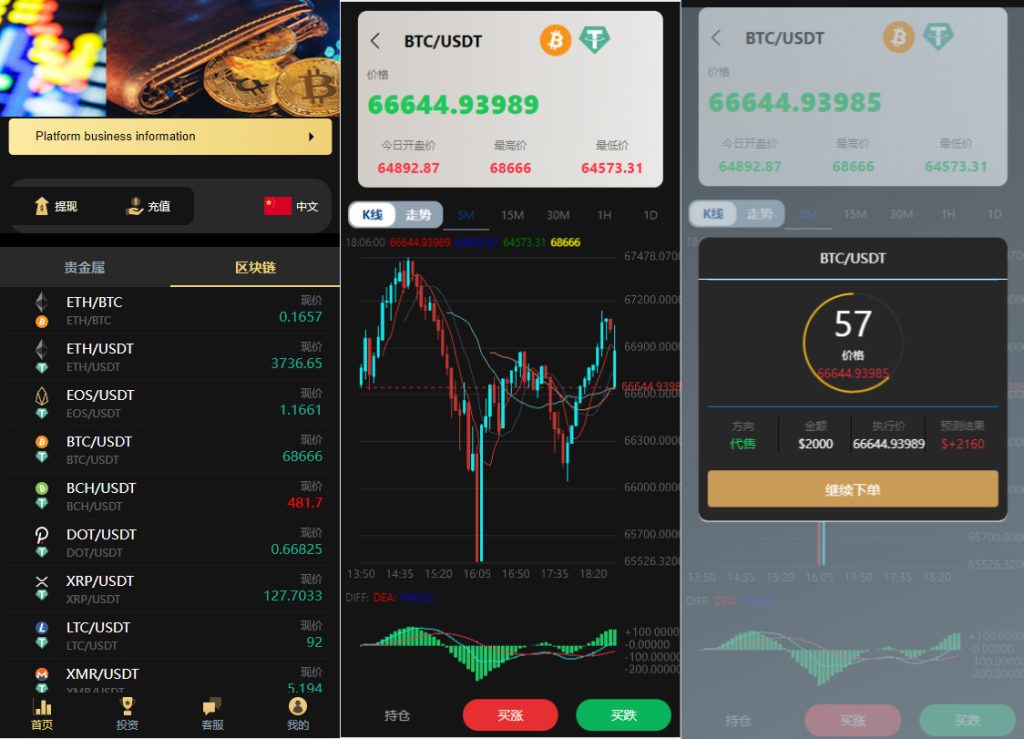 二次开发/修复12国语言微交易虚拟币微盘多行情盘源码下载