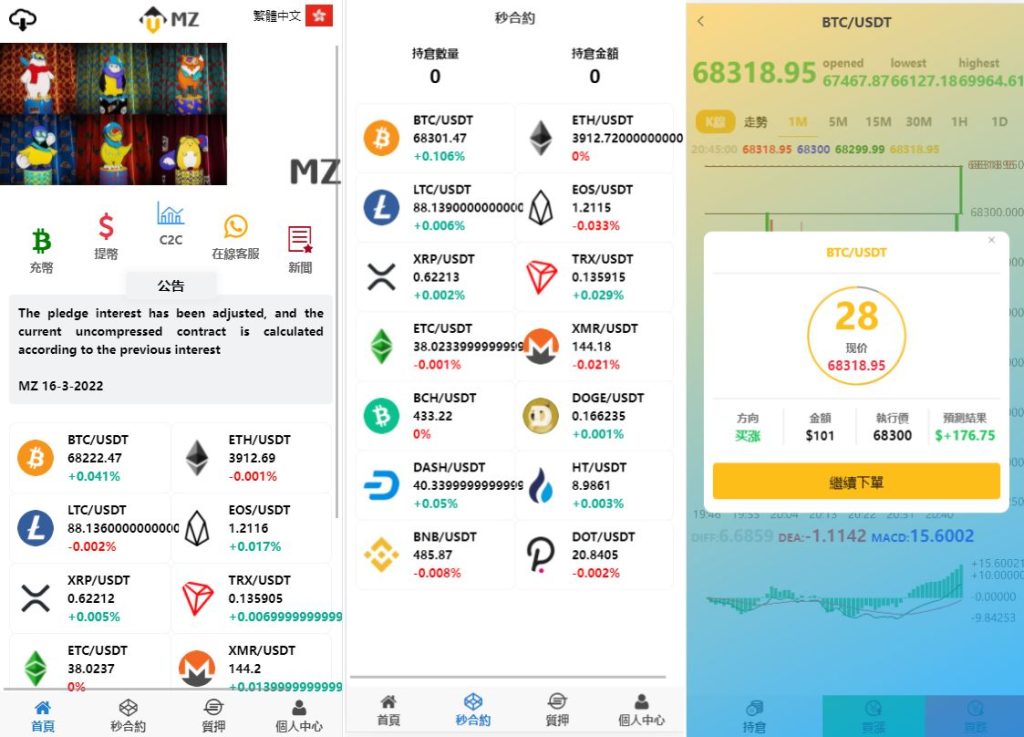 二次开发/4语言微盘仿交易所源码/K线正常/秒合约/质押