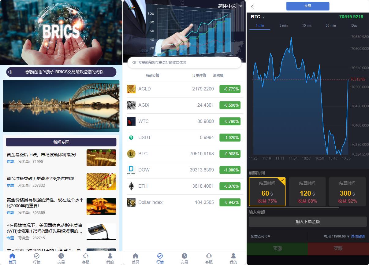 二次开发/全新UI多语言微盘秒合约优化修复版/虚拟货币交易/余利宝理财
