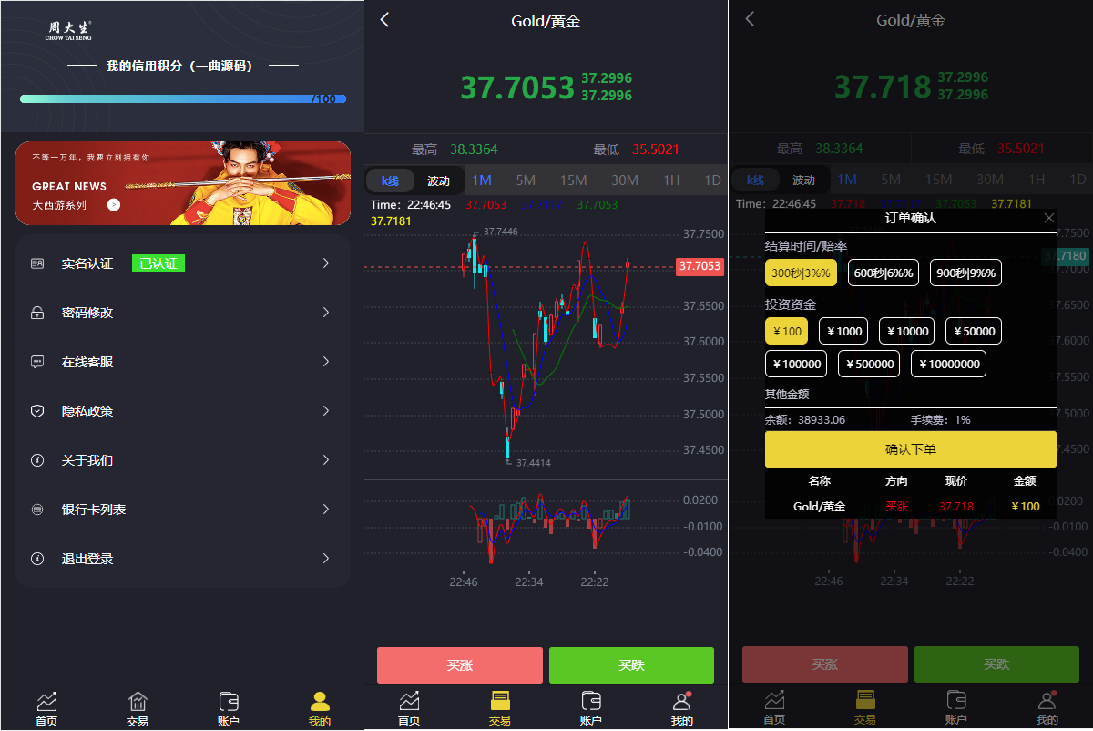 uinapp版微交易系统/贵金属交易平台/定制版微盘源码 - 图3